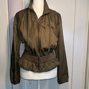 Frame Size XS Cropped Zip-Front Cinched Lightweight Jacket EUC Army